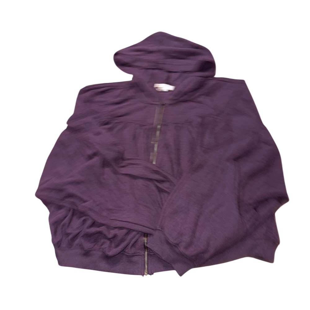 Aerie Zip Up Hoodie Large Purple Babydoll Peplum Dolman Sleeve Sweatshirt